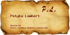 Petyka Lambert névjegykártya